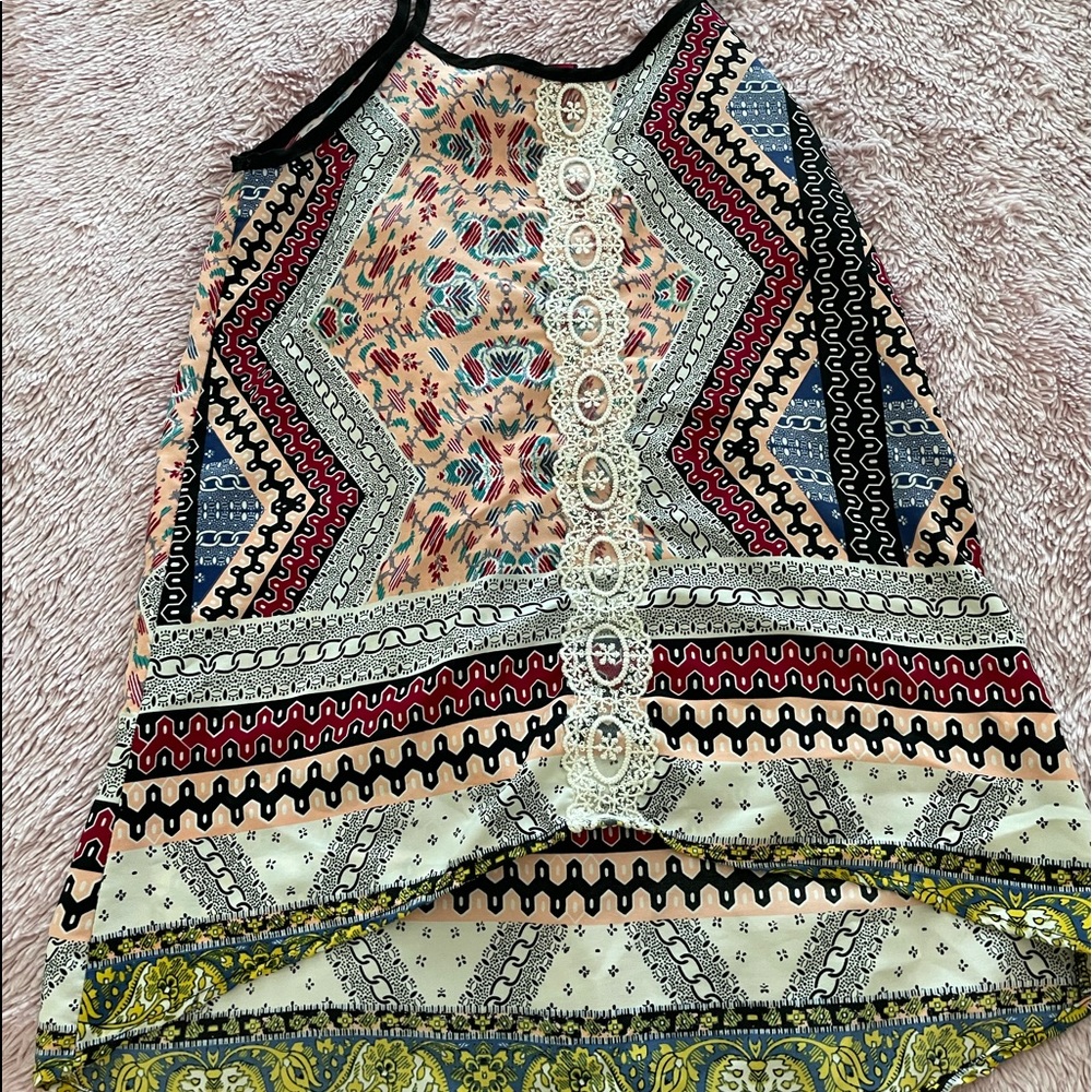 Boutique top, spaghetti strap, patterned